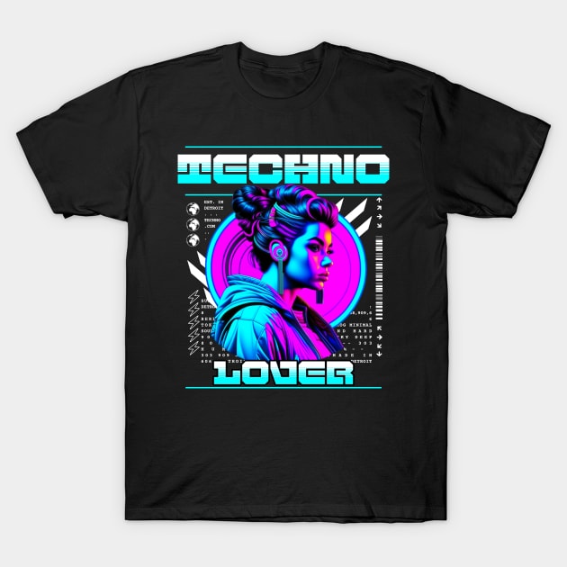 TECHNO  - Lover Headphone Steez T-Shirt by DISCOTHREADZ 